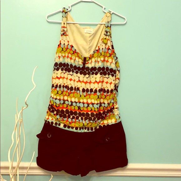 Rewind Pants - Rewind Romper, Cream Black Top, Black Shorts, XL